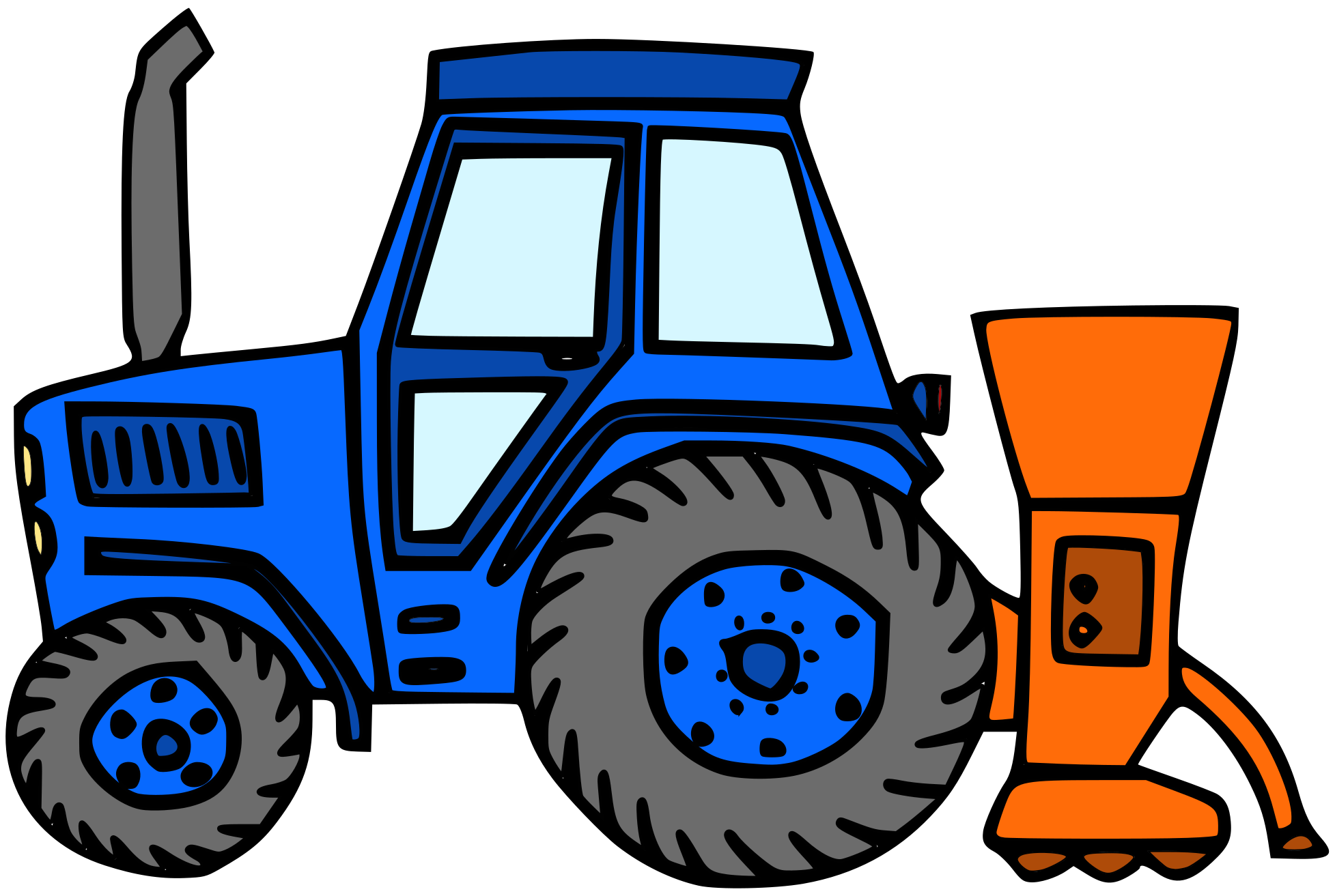 Autorská ilustrace pro děti modrý traktor Hravé stroje